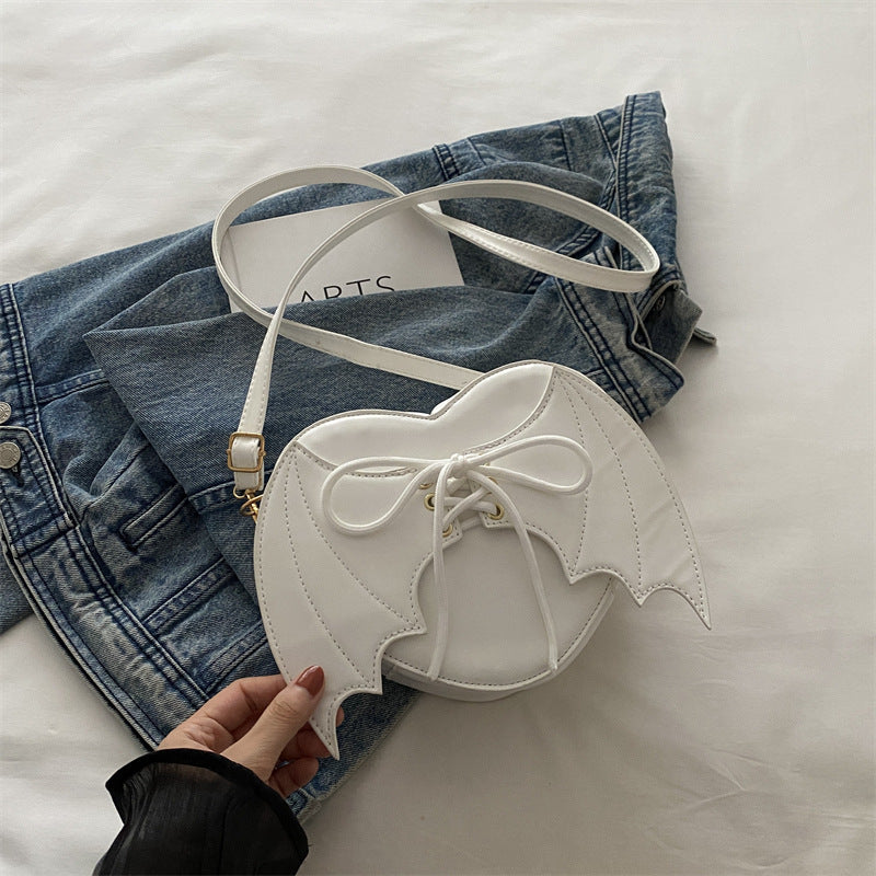 Heart Shape Bag Strap Design Bat Wings One Shoulder Crossbody Bag 
