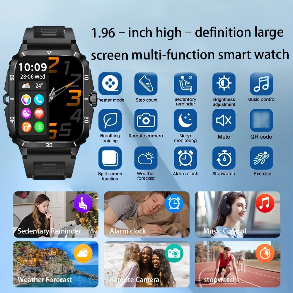 1pc Smart Watch, 1.96" HD Screen Voice Calling 430mHA Large Battery Watch, 100+Sport Mode Smart Bracelet, 3ATM Swimming Waterproof Smart Watch For Android And IPhone, Best Gifts