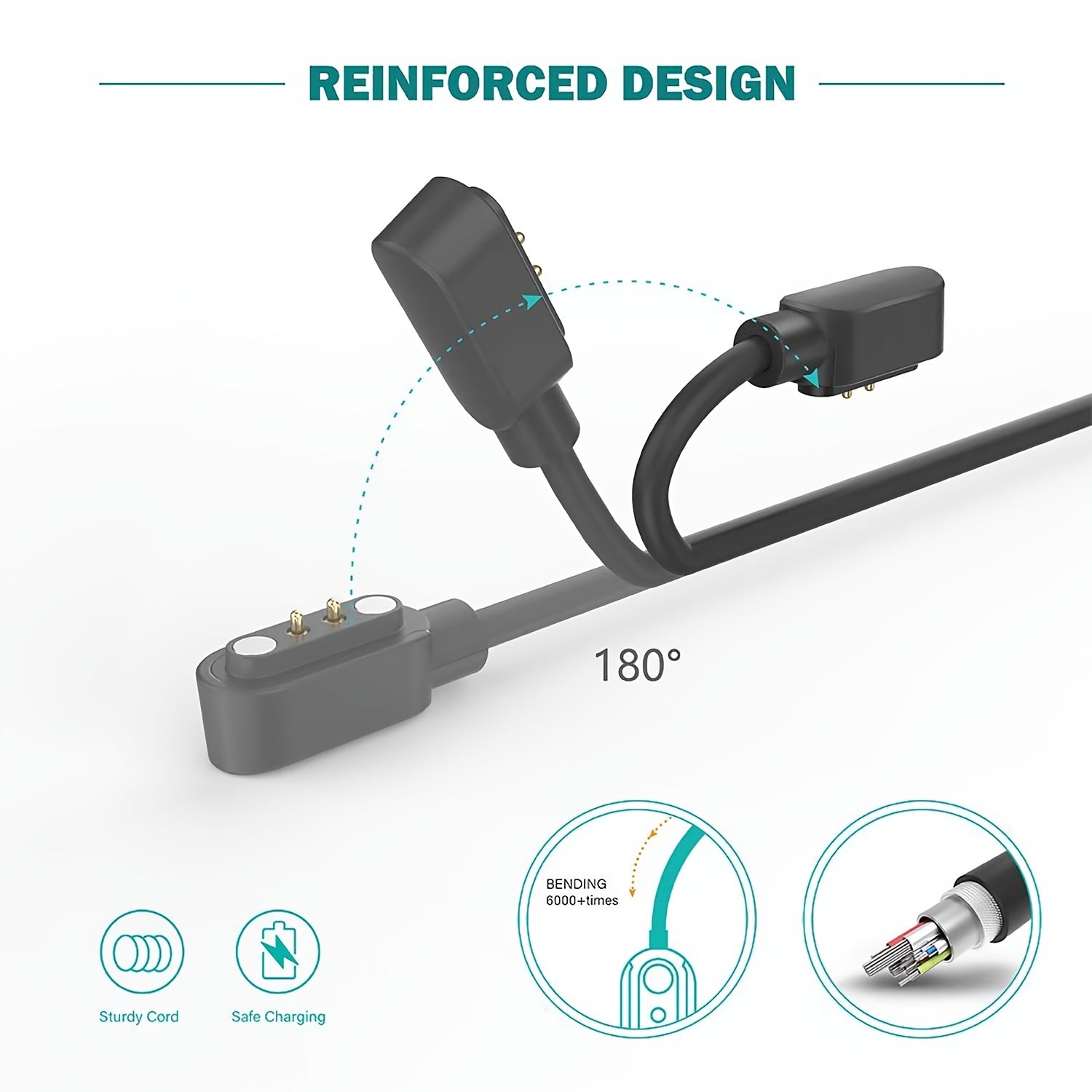 Universal Smart Watch Charger Cable - Compatible with 2.5mm/2.8mm/4mm Smartwatches, Fast and Efficient Magnetic Charging, Durable Cord, Multi-Device Support, Travel-Friendly Design