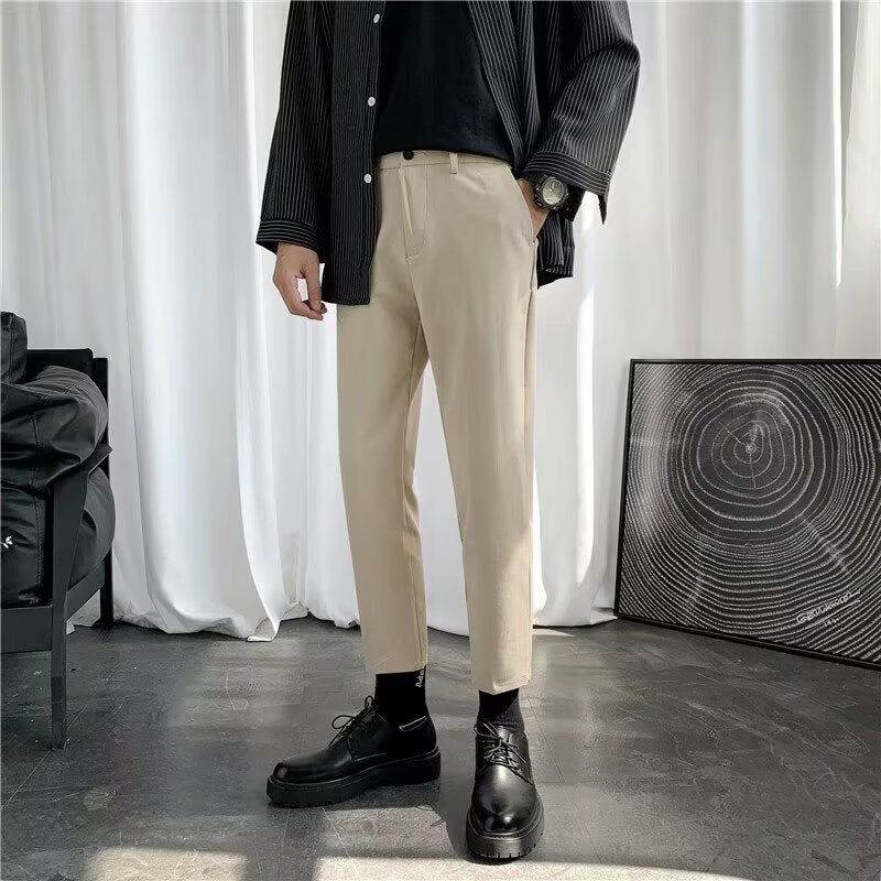 Men's Dress Pants Men's Cropped Slim-fit Casual 