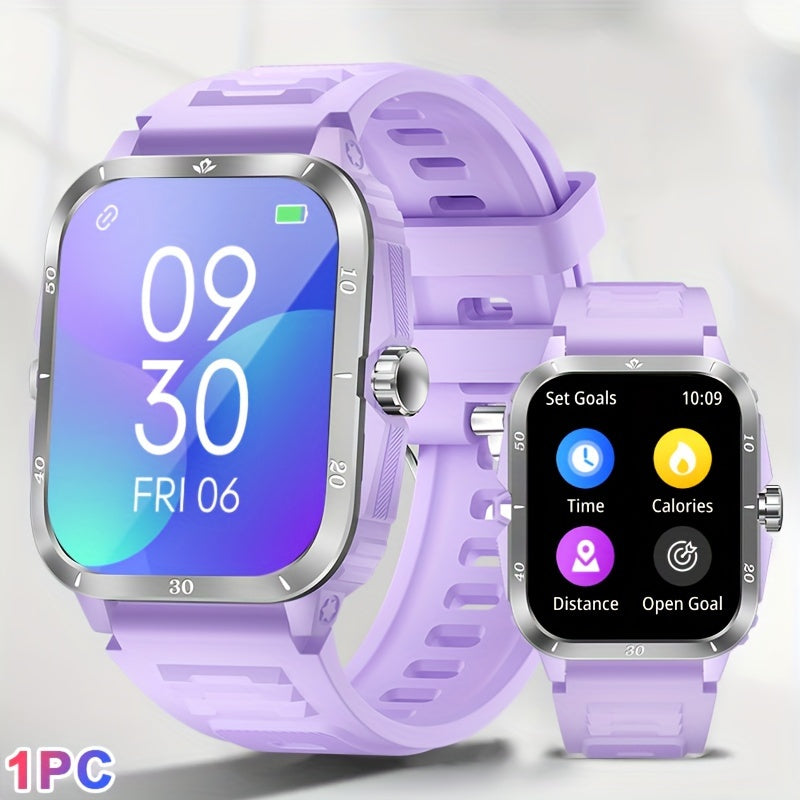 1pc 2.01" Large Screen Smart Watch, 3ATM Indoor And Outdoor Swimming Sports Fitness Wrist Watch, With Voice Assistant, 430mAh Battery Man Women Smart Watch