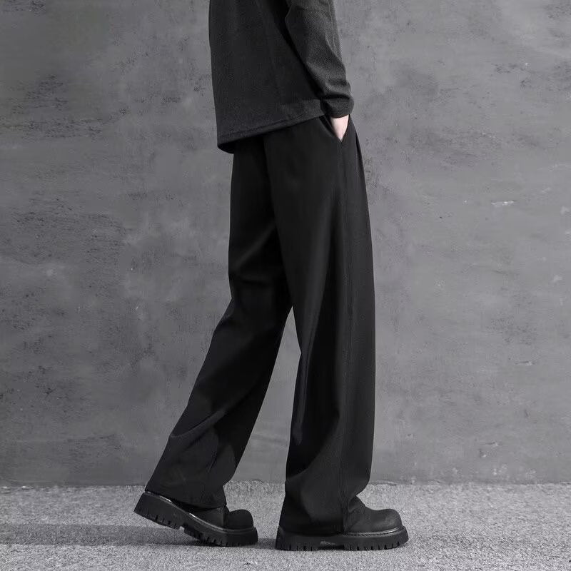 Summer Ice Silk Casual Pants American-Style High-Waist Suit Trousers 