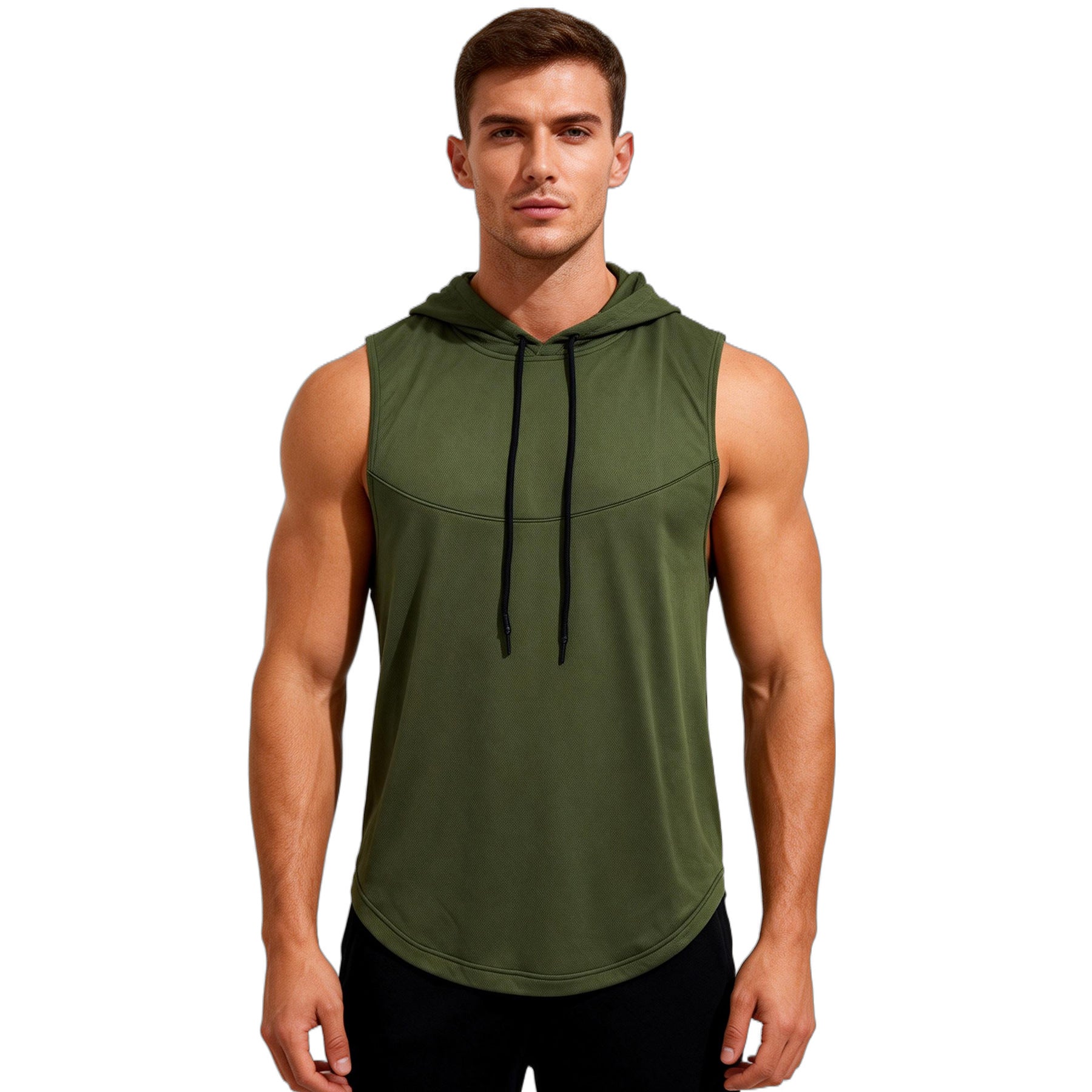 Men's High-Elastic Breathable Fitness Vest With Hood 