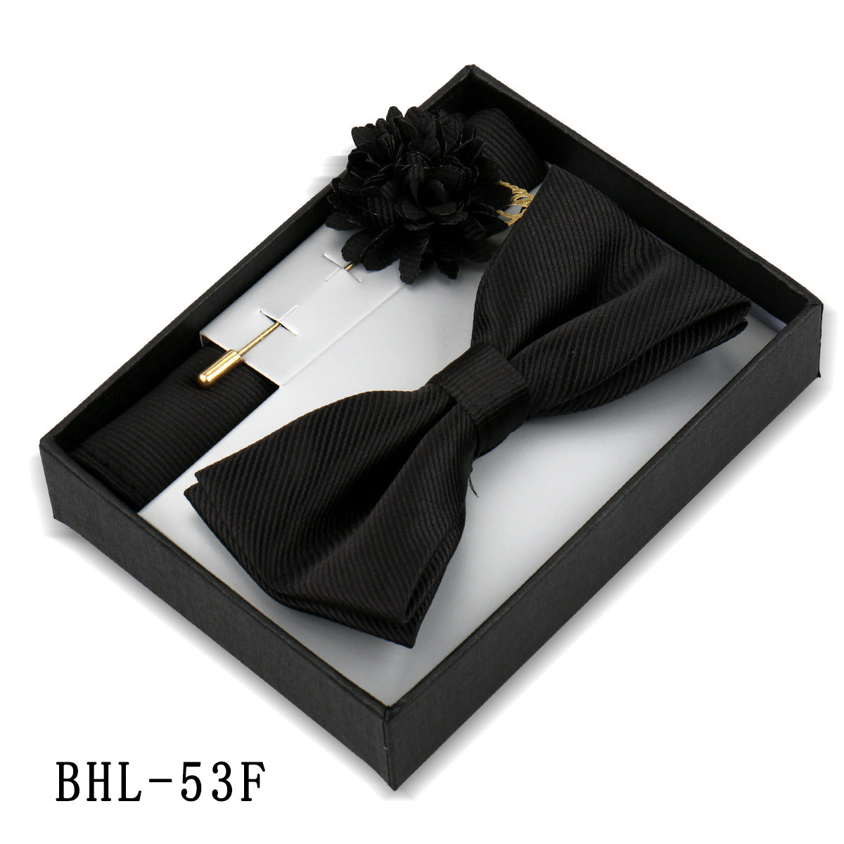Mens Bow Tie, Pocket Square, And Brooch Gift Set 