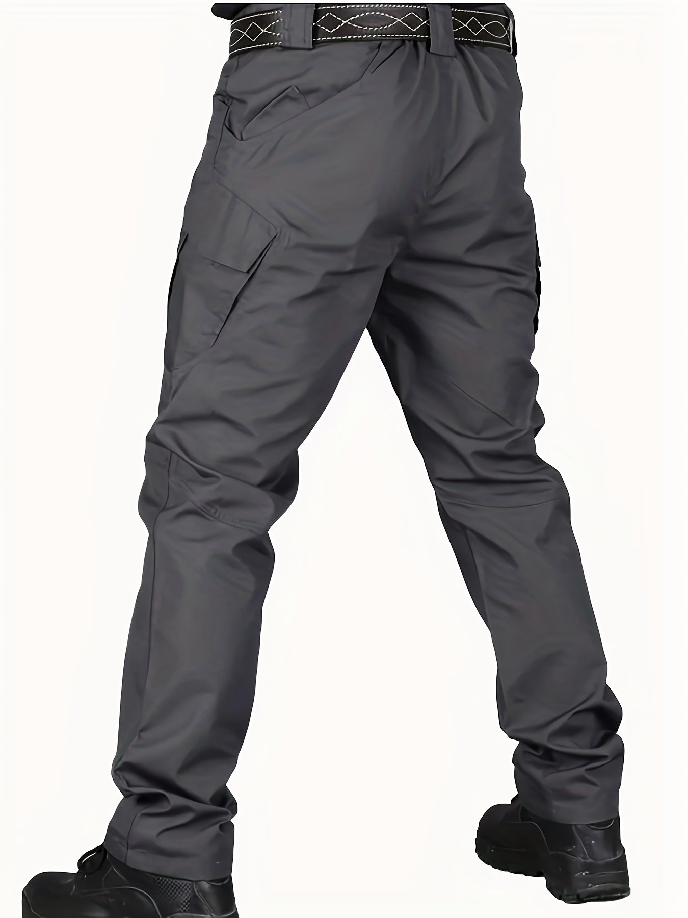 Mens Regular Fit Casual Cargo Pants - Quick-Dry, Breathable, and Comfortable for Hiking and Camping - Polyester, Machine Washable, Solid Color, and Multi-Pocket Design for All-Season Outdoor Activities