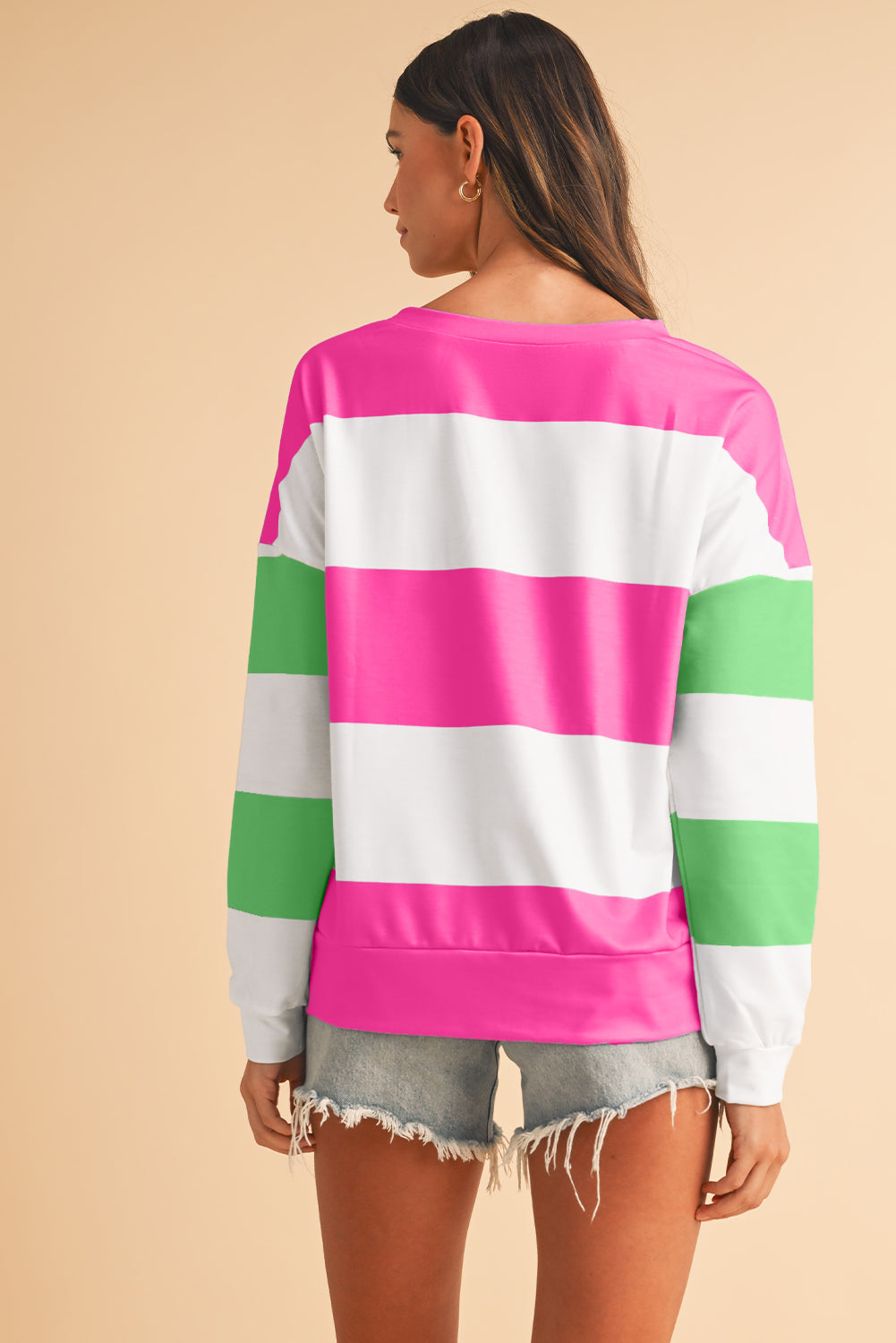Rose Red Colorblock Drop Sleeve Top 