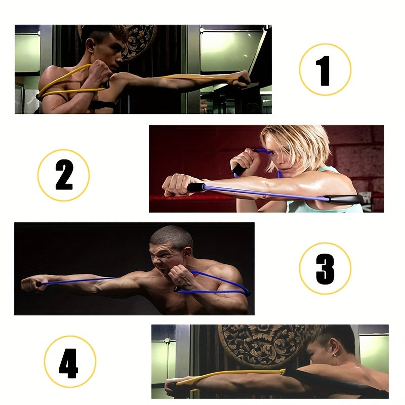 8-Shaped Boxing Tension Belt: Get Fit With Rubber Resistance Band For Men & Women's Outdoor Gym, Karate, Boxing, Yoga & Pilates Training!