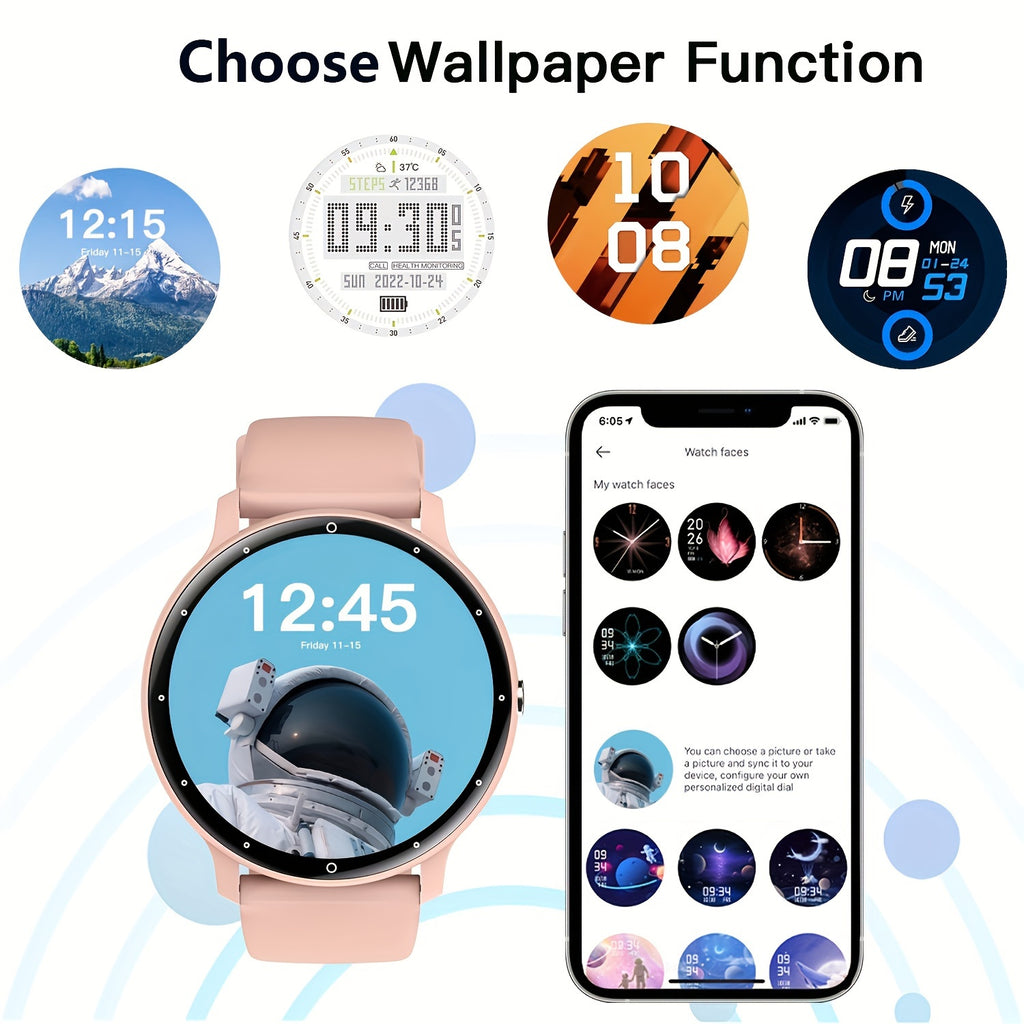 Smart Watch with Wireless Calling & Dial, Multi-Sport Tracker, Customizable Wallpaper, Fitness Monitor - Compatible with iPhone/Android