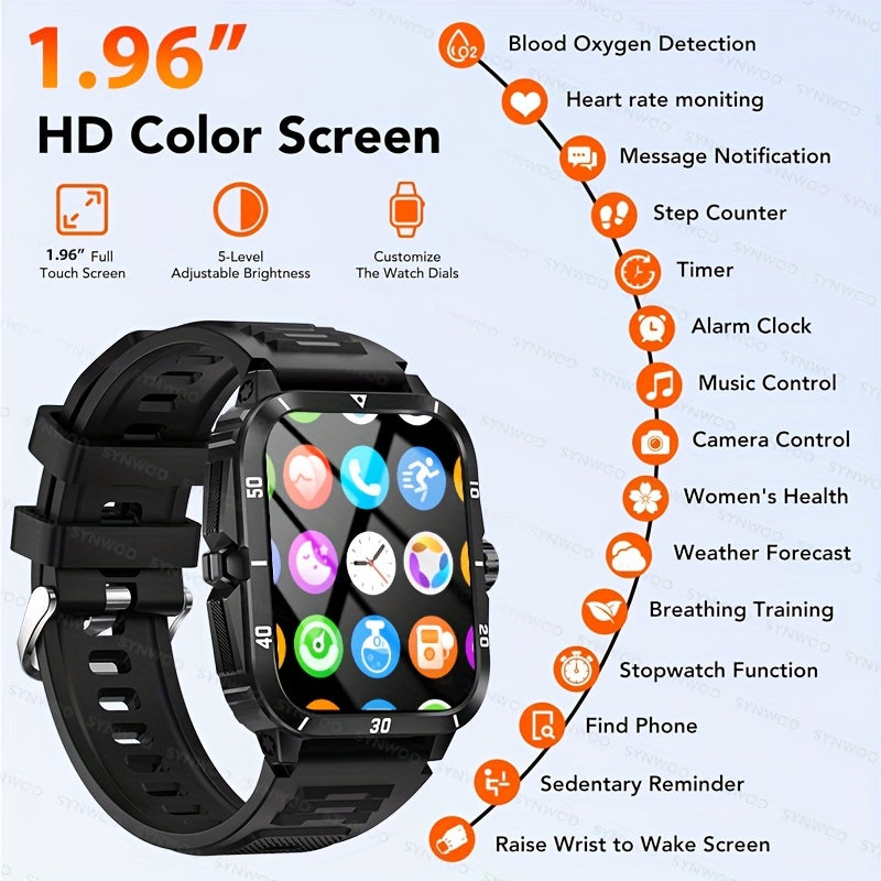 1pc 2.01" Large Screen Smart Watch, 3ATM Indoor And Outdoor Swimming Sports Fitness Wrist Watch, With Voice Assistant, 430mAh Battery Man Women Smart Watch