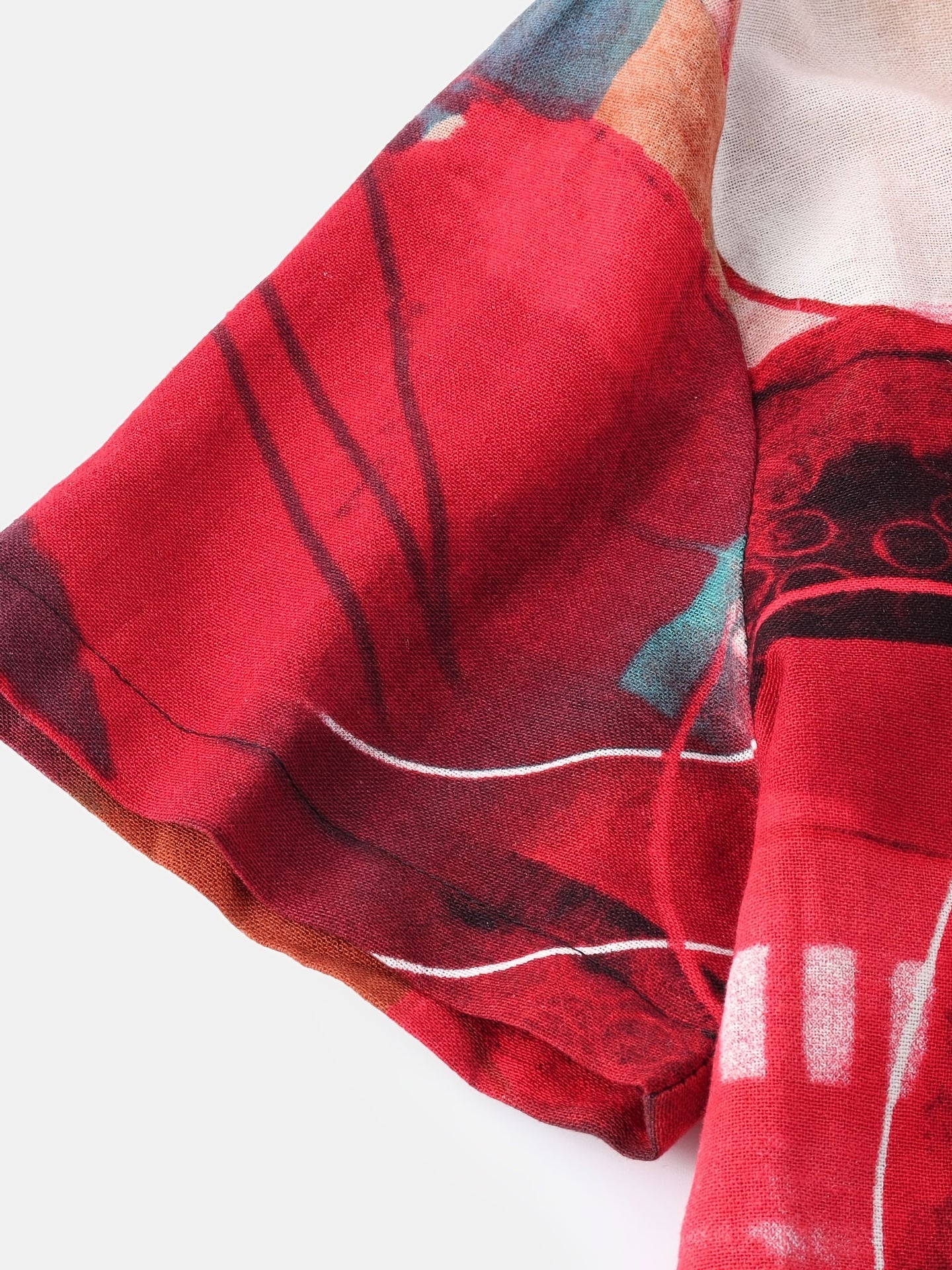Men's Casual Flax Tie Dye Style Short Sleeve Shirt, Male Hawaiian Shirt For Summer Beach Vacation 