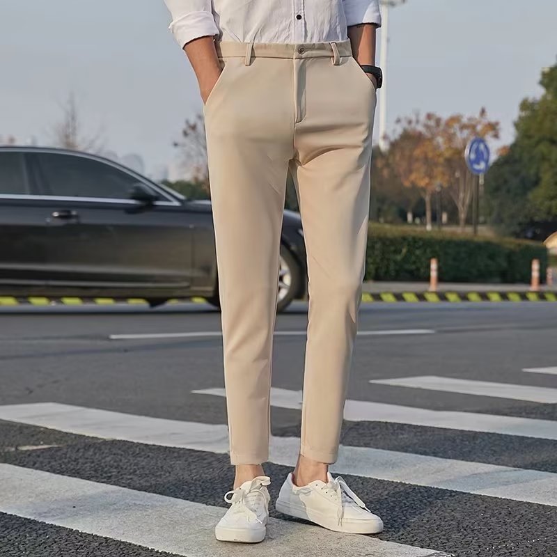 Men's Fashionable Slim-Fit Casual Drapey Cropped Trousers 