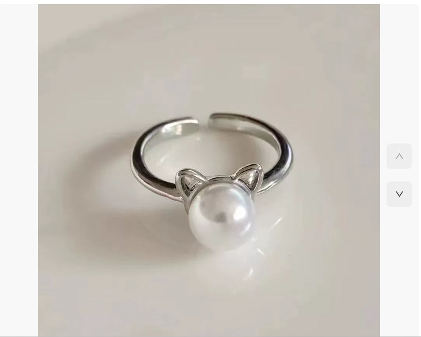 Sweet And Lovely Pearl Cat Ears Plated Platinum Short Necklace Temperament Kitten Clavicle Chain