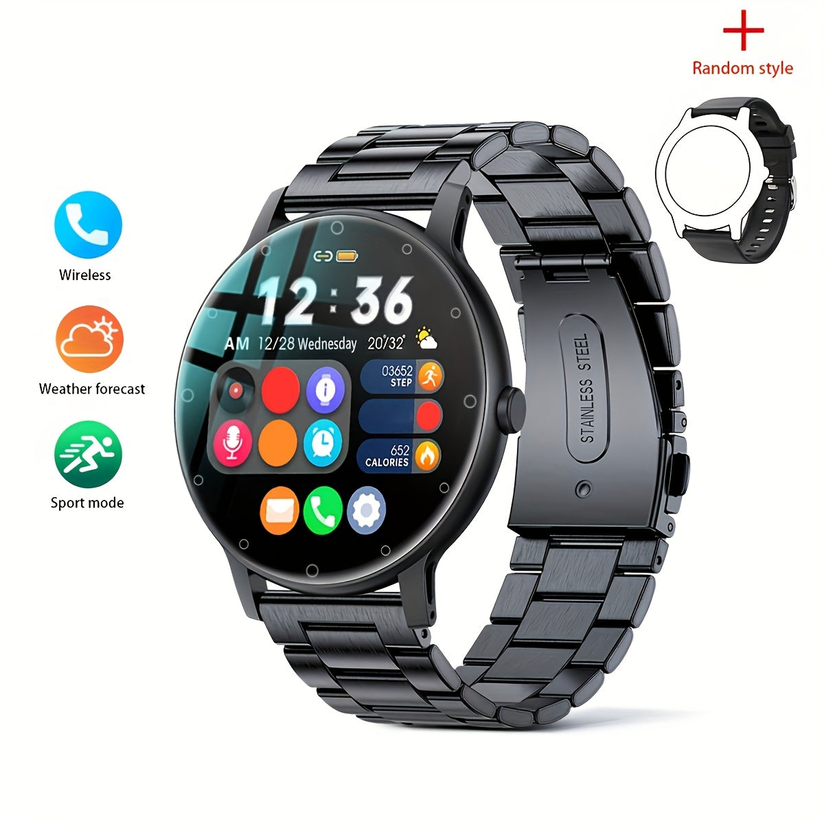 1pc Hailiases Smart Watch 1.39'' Full Touch Screen, Sleep Tracker, Wireless Calling, Music Control, 100+ Sports Modes, AI Voice Control, Fitness Bracelet, Rechargeable 200mAh Battery, Non-Waterproof, Compatible with Android/i