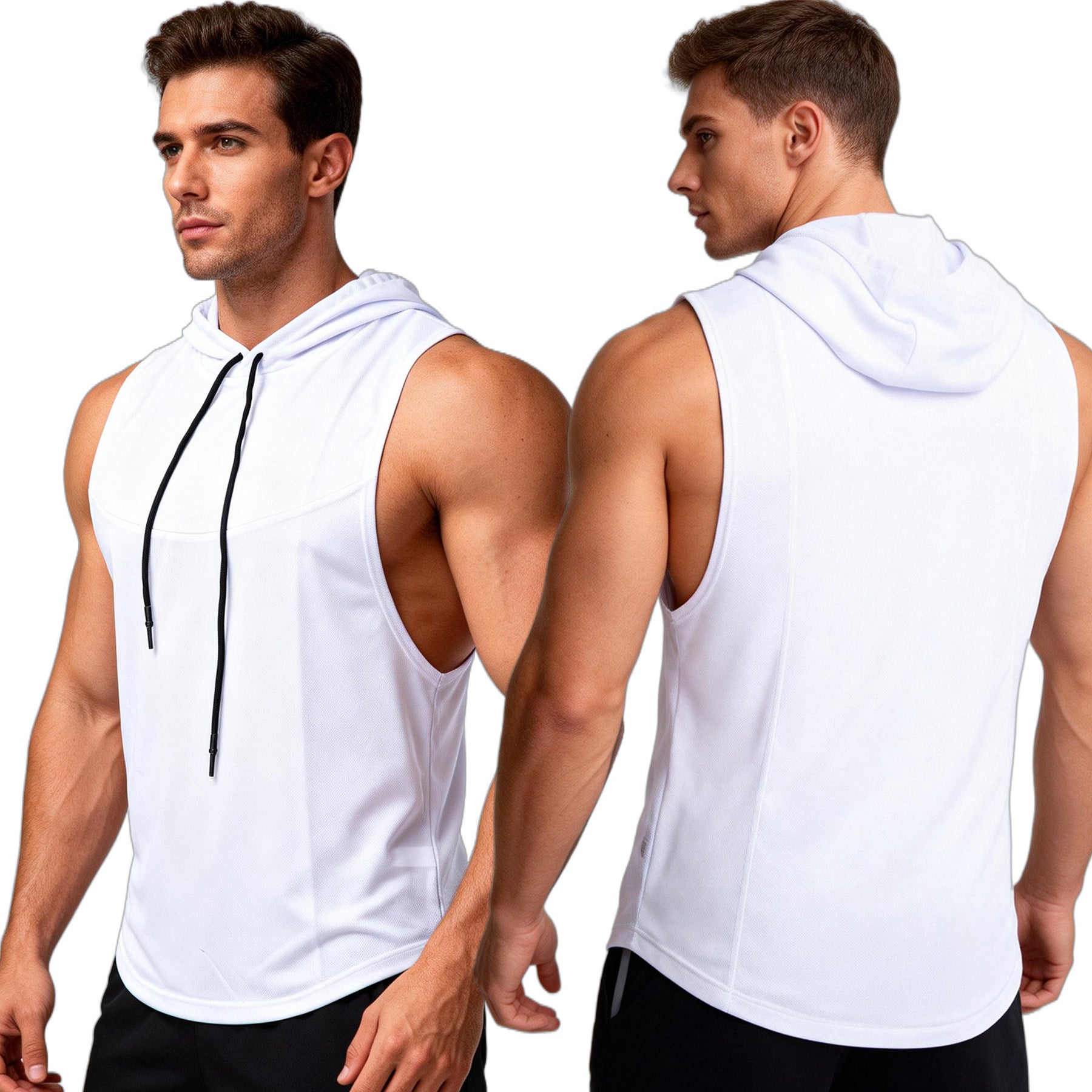 Men's High-Elastic Breathable Fitness Vest With Hood 