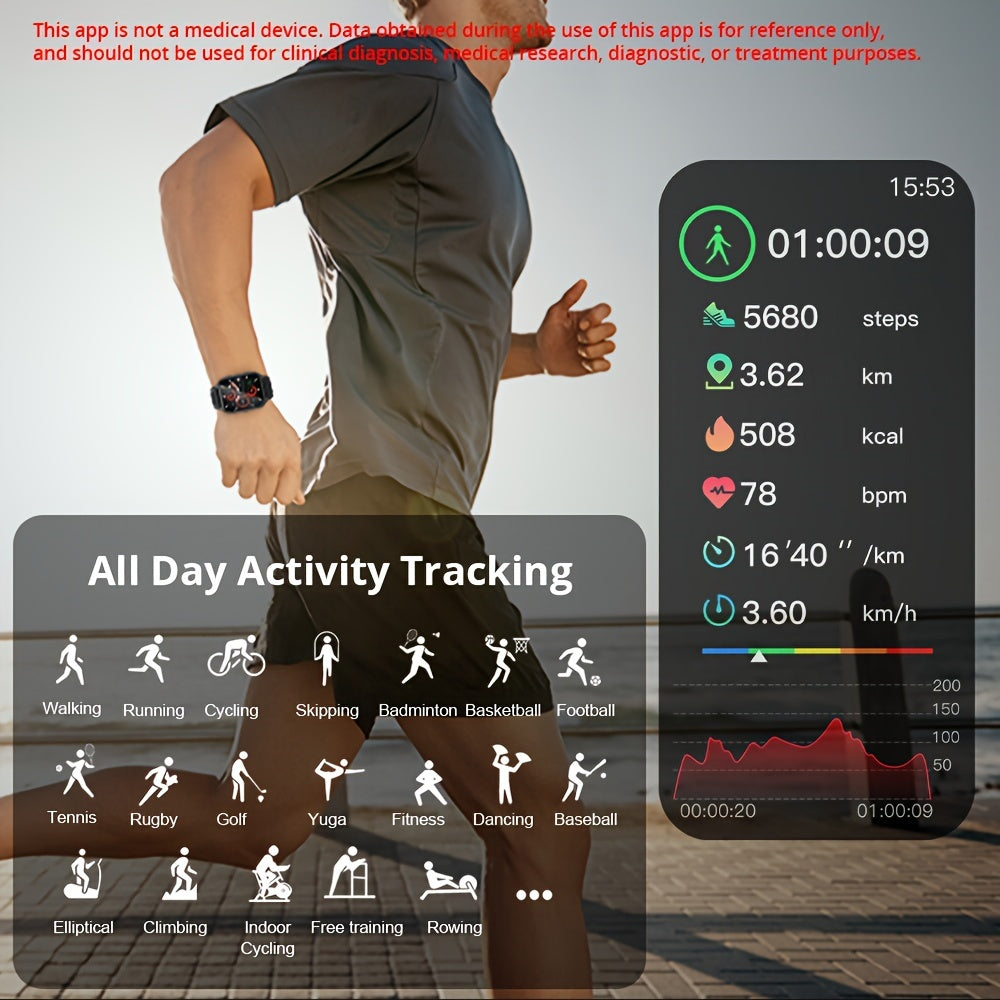 1.9" HD Screen Smart Watch with 100+ Sports Modes, AI Voice, Wireless Calling, and Sport Tracker for Android & IOS Phones