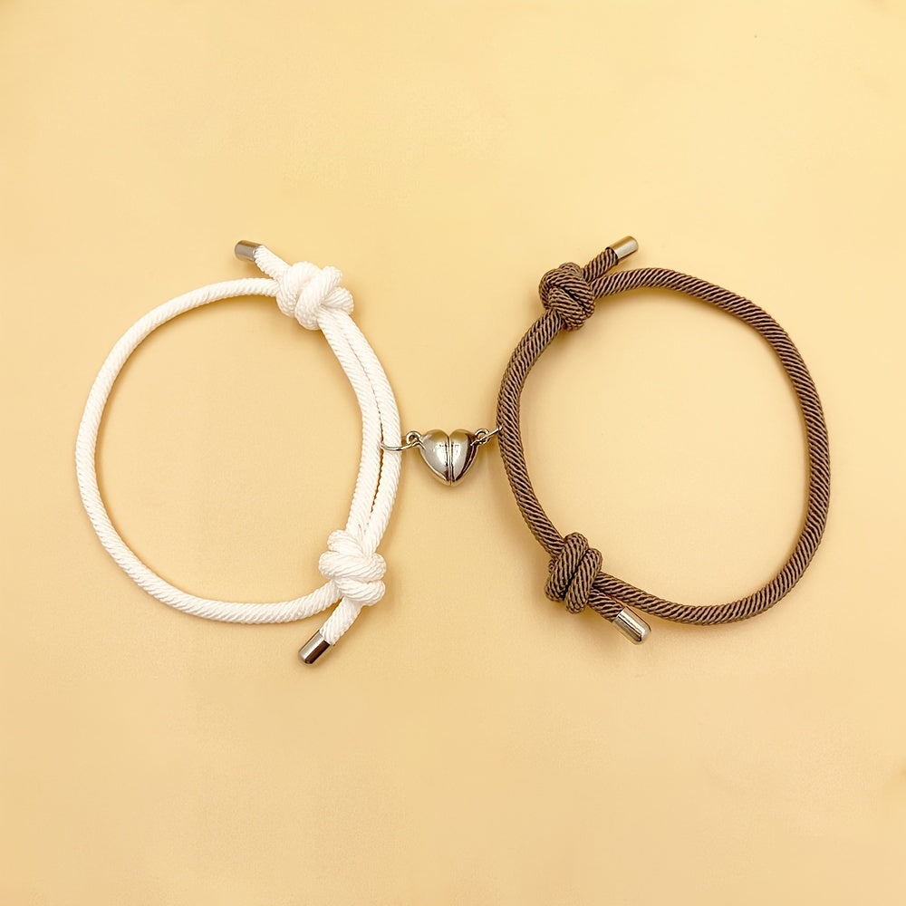 2pcs Handmade Couple Braceletes Sets For Men And Women, Father's Day Gift
