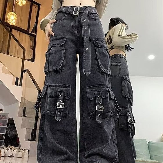 Womens Straight-leg Wide-leg Casual Pants 