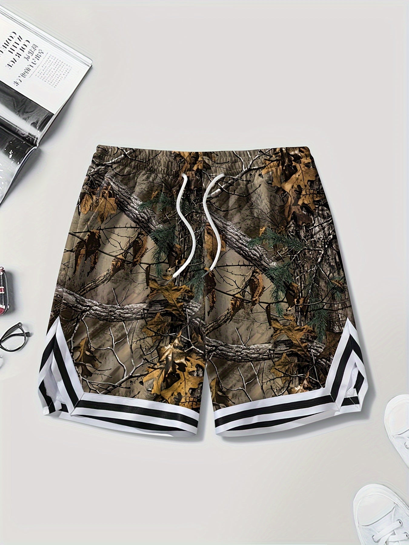3D Printed Mens Athletic Shorts - Lightweight & Breathable with Drawstring Waist, Pockets for Storage - Ideal Loose Fit Summer Shorts for Outdoor Sports and Casual Wear