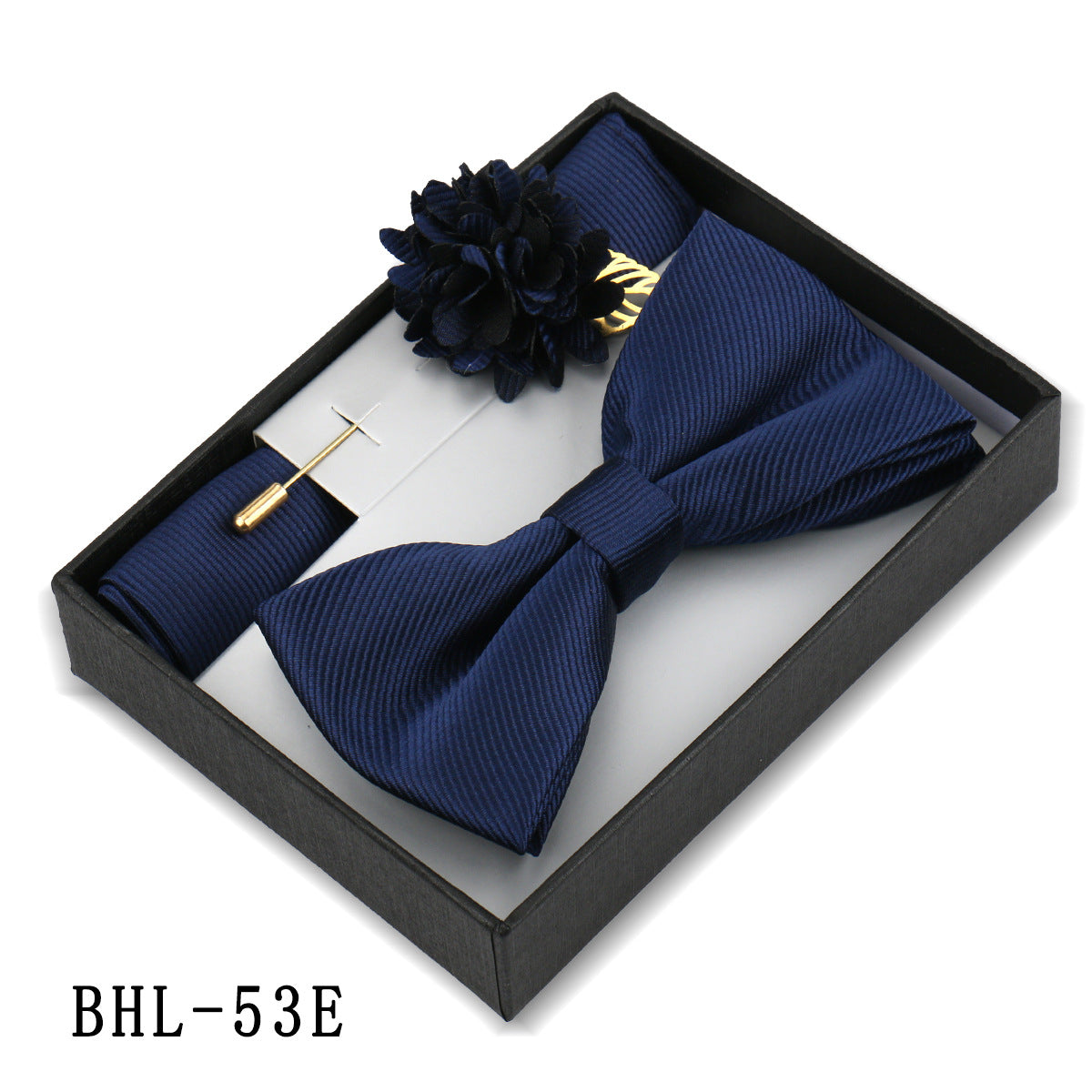 Mens Bow Tie, Pocket Square, And Brooch Gift Set 