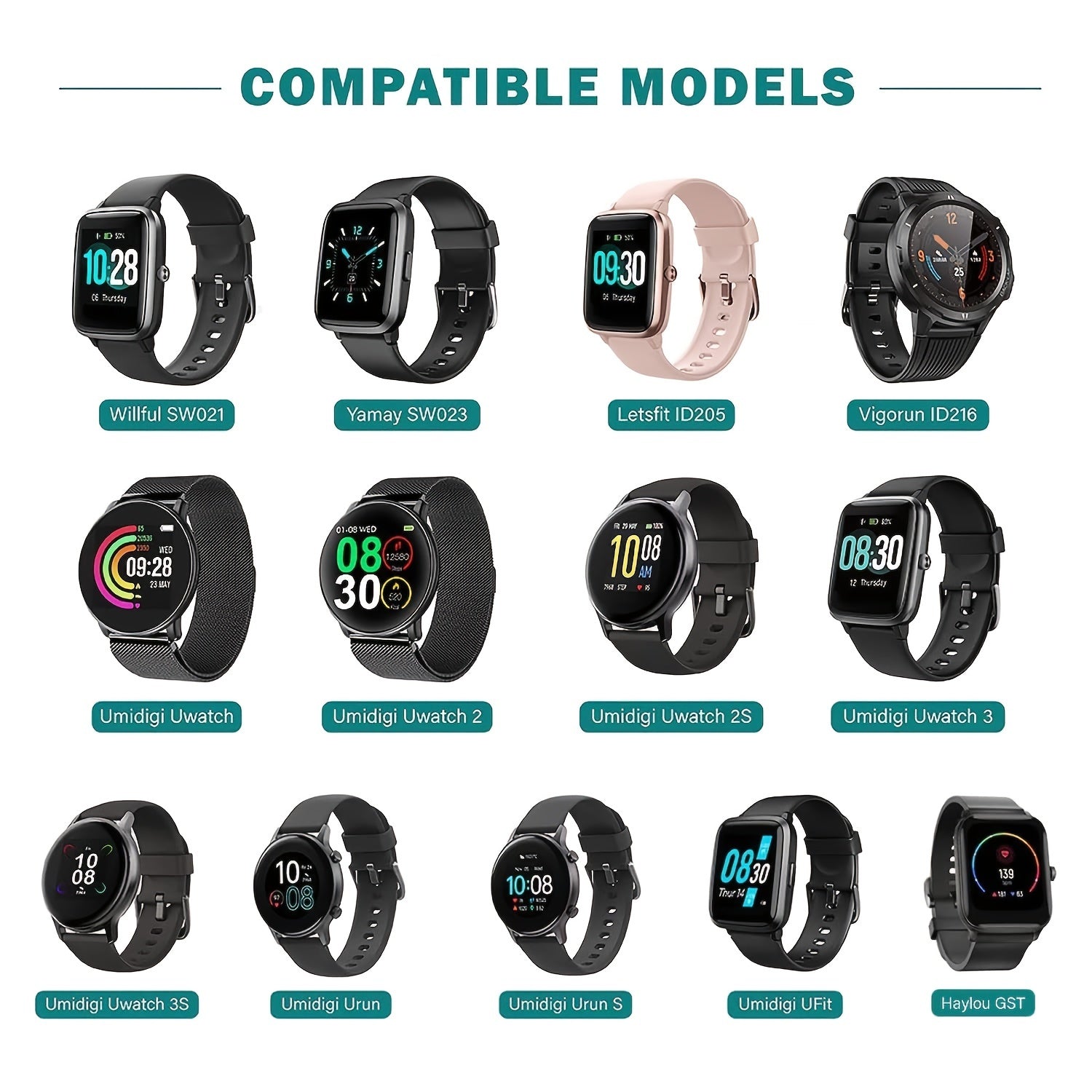 Universal Smart Watch Charger Cable - Compatible with 2.5mm/2.8mm/4mm Smartwatches, Fast and Efficient Magnetic Charging, Durable Cord, Multi-Device Support, Travel-Friendly Design