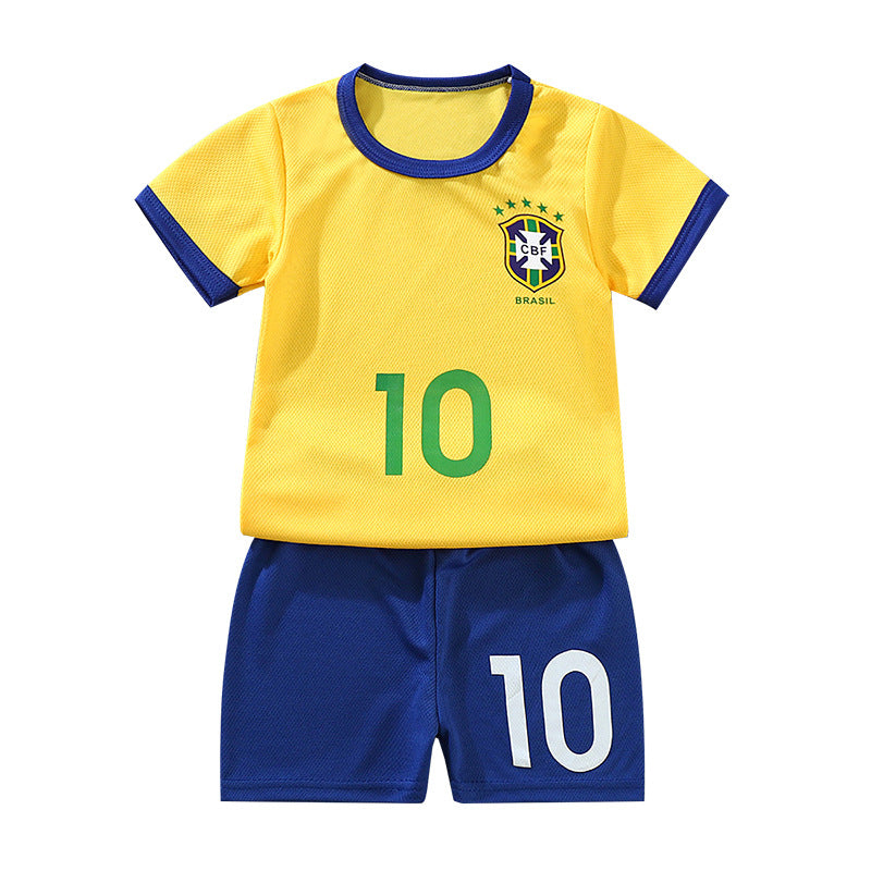 Boys And Girls Spring And Summer Jersey Training Wear Baby Short Sleeve Shorts Quick-drying Mesh Breathable 
