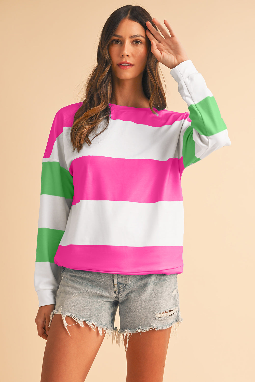Rose Red Colorblock Drop Sleeve Top 