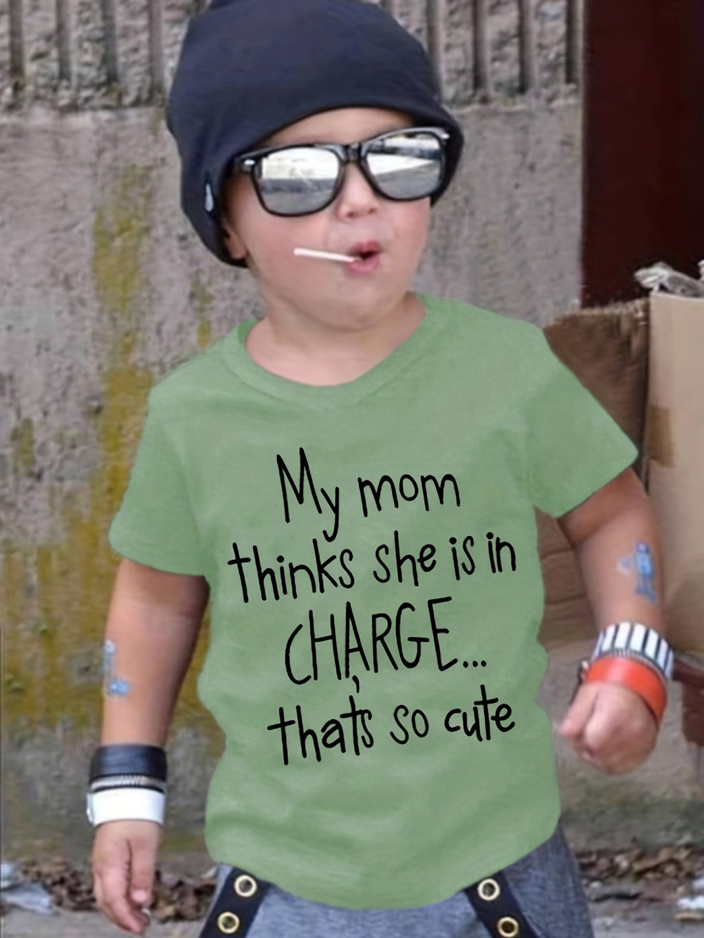"My Mom Thinks She Is In Charge...That's So Cute" Crew Neck T-shirt Tops Casual Soft Comfortable Boys And Girls Summer Clothes