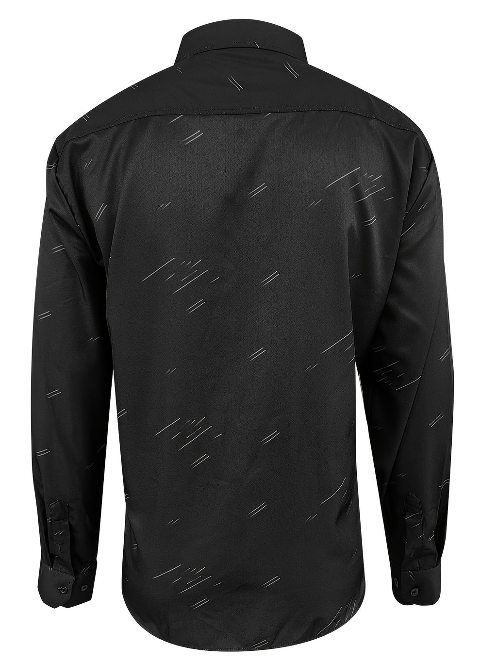 Mens Striped Regular Fit Long Sleeve Dress Shirt - Elegant Lapel Collar, Button-Front Closure, Non-Stretch Polyester Fabric - Perfect for Office and Casual Wear All Seasons