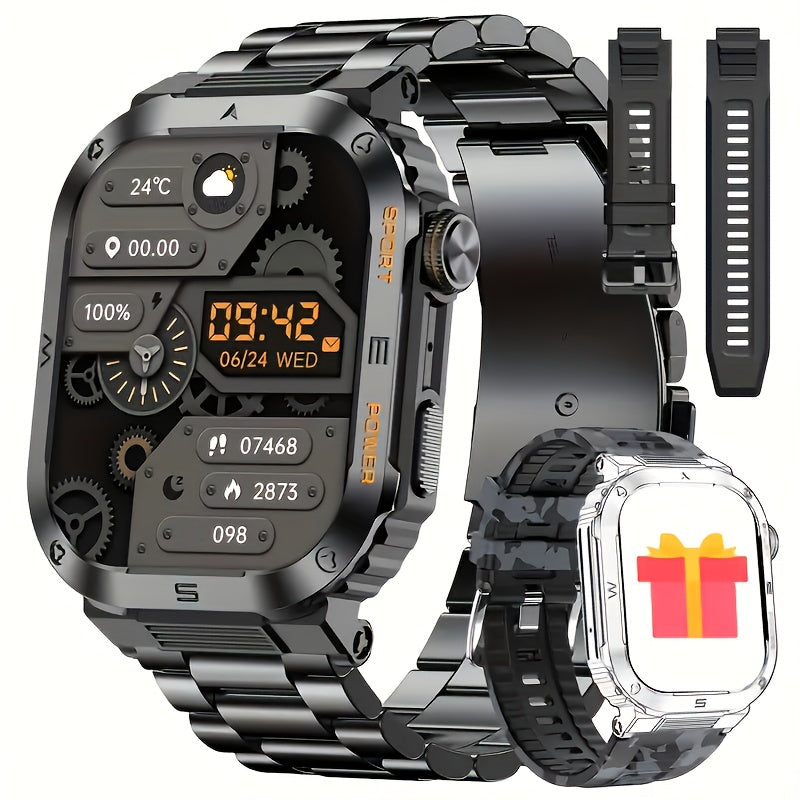 2024 New Men's Motion Track Wireless Call AI Voice Assistant IP68 Waterproof Sports Smart Watch For Android IPhone