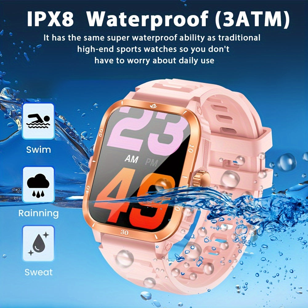 1pc 2.01" Large Screen Smart Watch, 3ATM Indoor And Outdoor Swimming Sports Fitness Wrist Watch, With Voice Assistant, 430mAh Battery Man Women Smart Watch