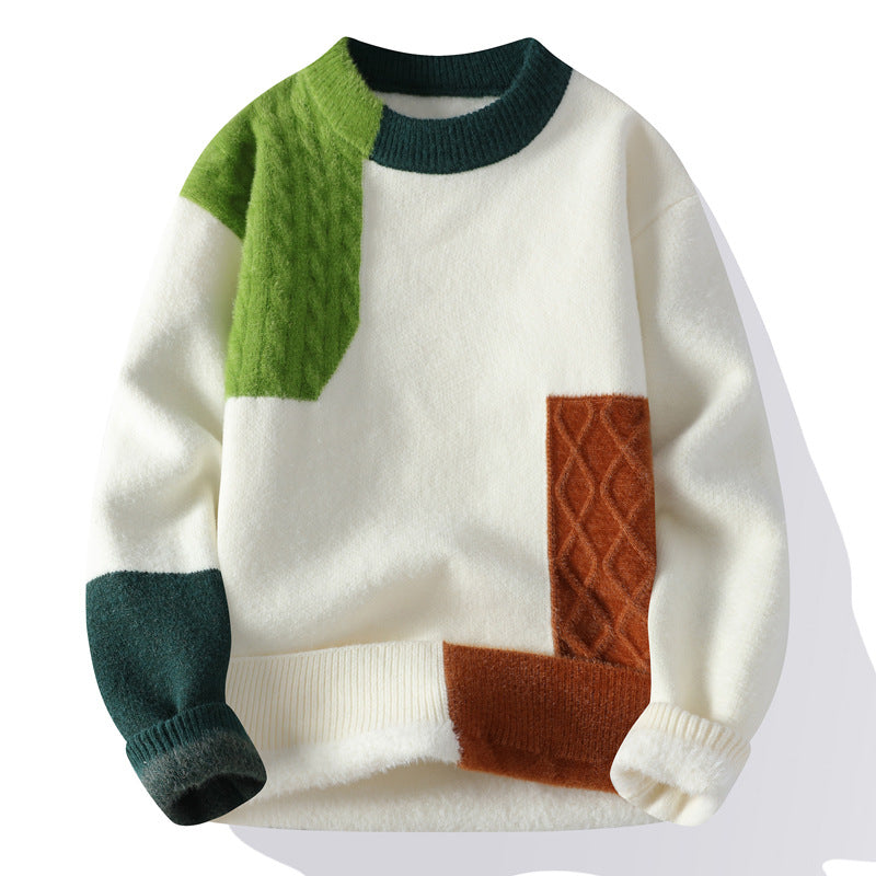 Mens Casual Heavyweight Crew-neck Base Sweater 