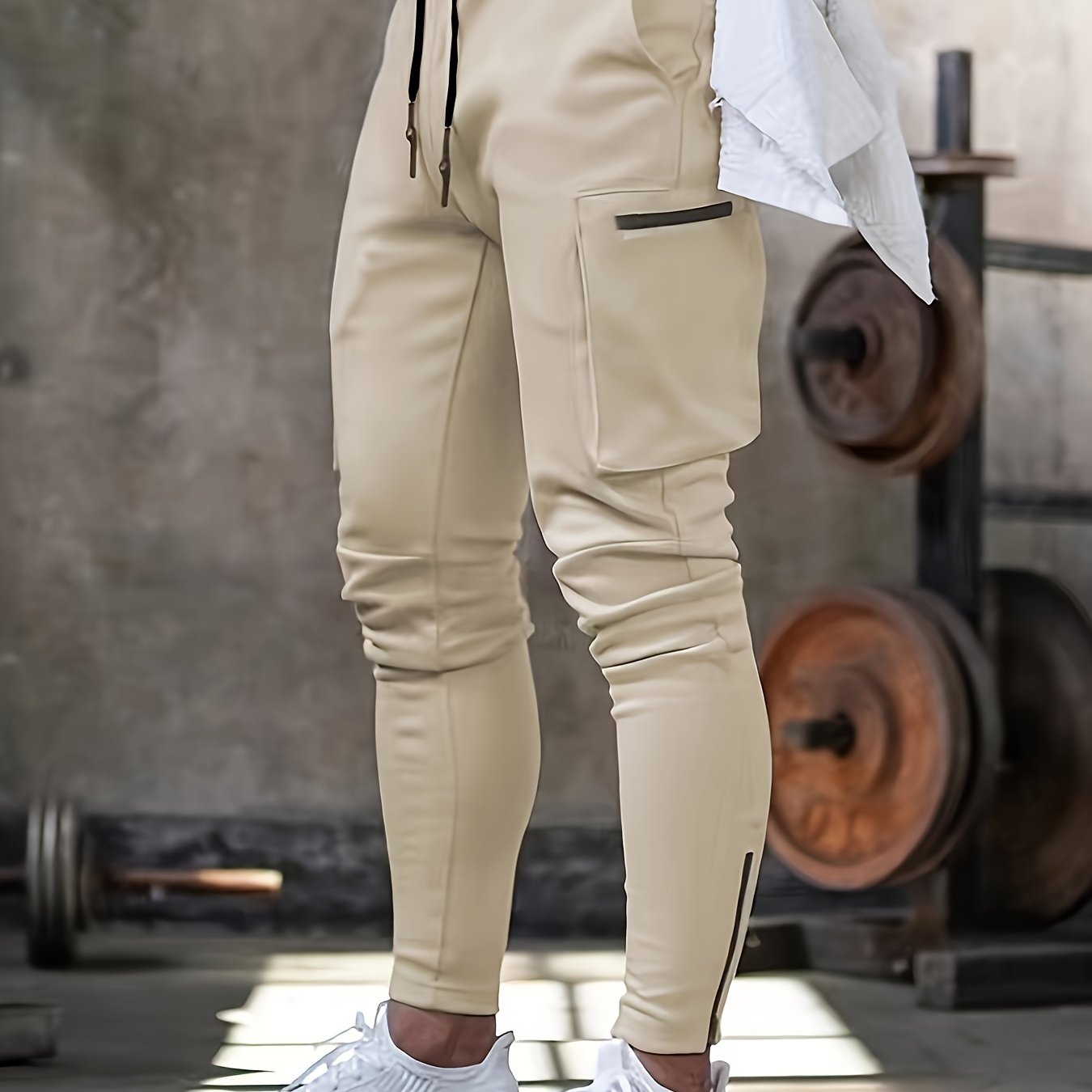 Mens Multi-Pocket Drawstring Jogger Pants - Lightweight & Breathable for Casual Running, Jogging - Perfect for Spring & Fall