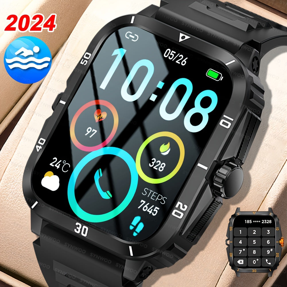 1pc 2.01" Large Screen Smart Watch, 3ATM Indoor And Outdoor Swimming Sports Fitness Wrist Watch, With Voice Assistant, 430mAh Battery Man Women Smart Watch