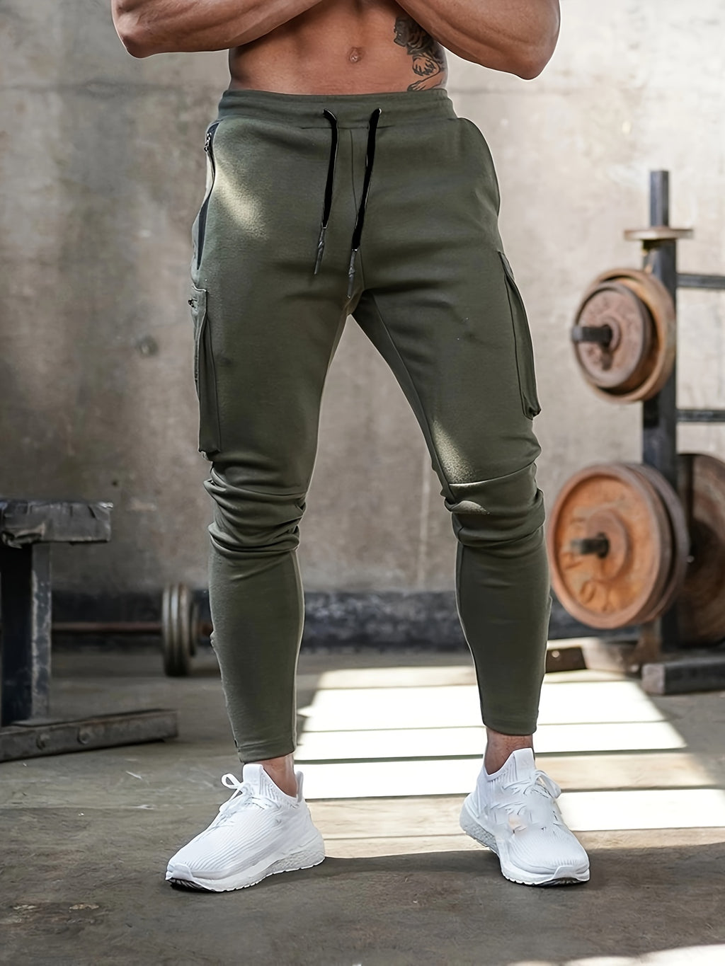 Mens Multi-Pocket Drawstring Jogger Pants - Lightweight & Breathable for Casual Running, Jogging - Perfect for Spring & Fall