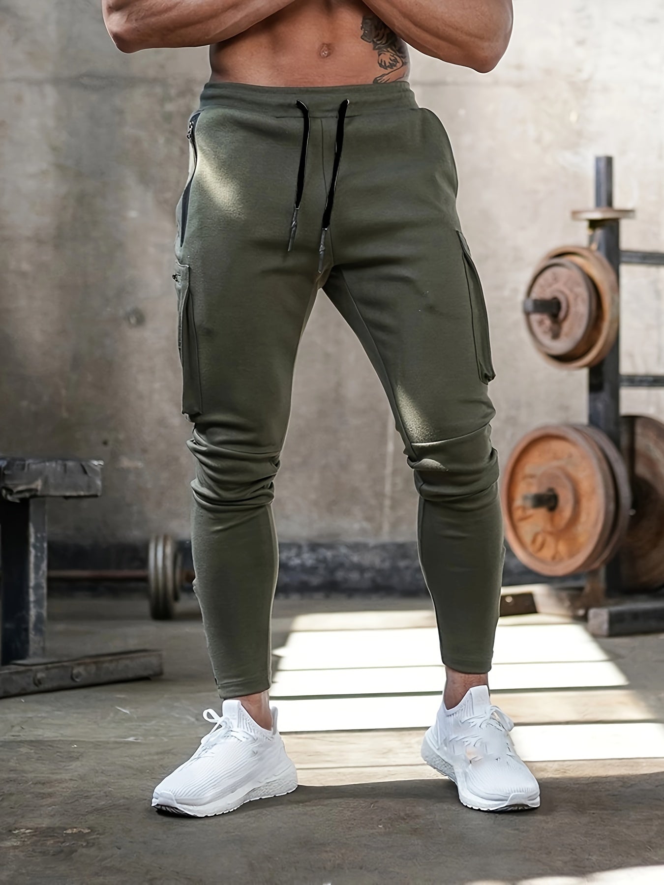 Mens Multi-Pocket Drawstring Jogger Pants - Lightweight & Breathable for Casual Running, Jogging - Perfect for Spring & Fall