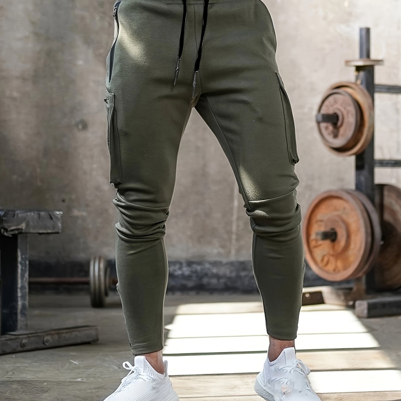 Mens Multi-Pocket Drawstring Jogger Pants - Lightweight & Breathable for Casual Running, Jogging - Perfect for Spring & Fall