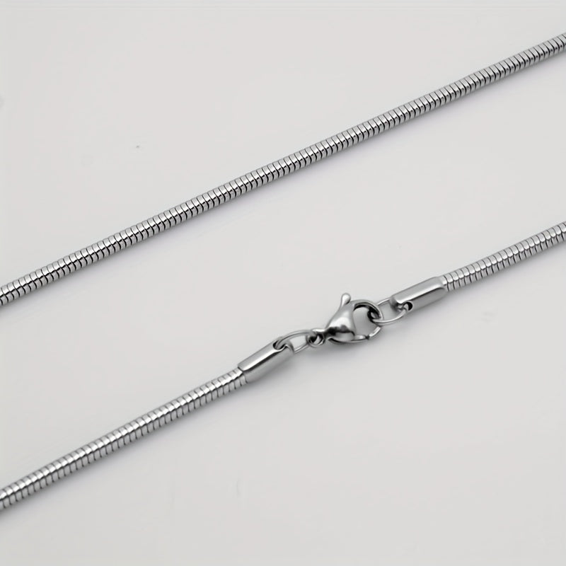 1pc Titanium Steel Round Snake Bone Necklace Fashion Accessories For Men And Women