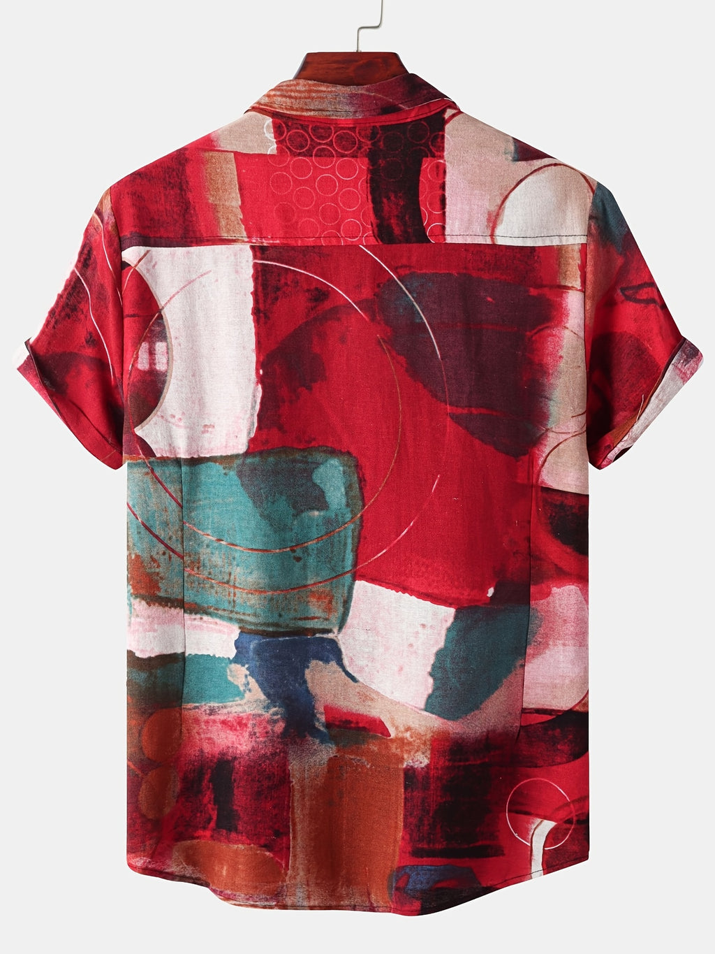 Men's Casual Flax Tie Dye Style Short Sleeve Shirt, Male Hawaiian Shirt For Summer Beach Vacation 