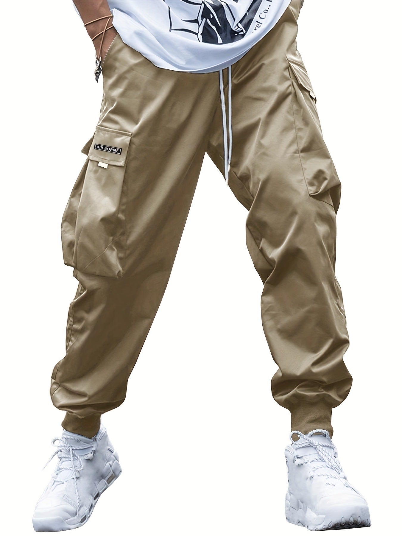 Multi-pocket Cargo Pants Men's Casual Hip-Hop Drawstring Trousers Outdoor Streetwear Sports Pant 