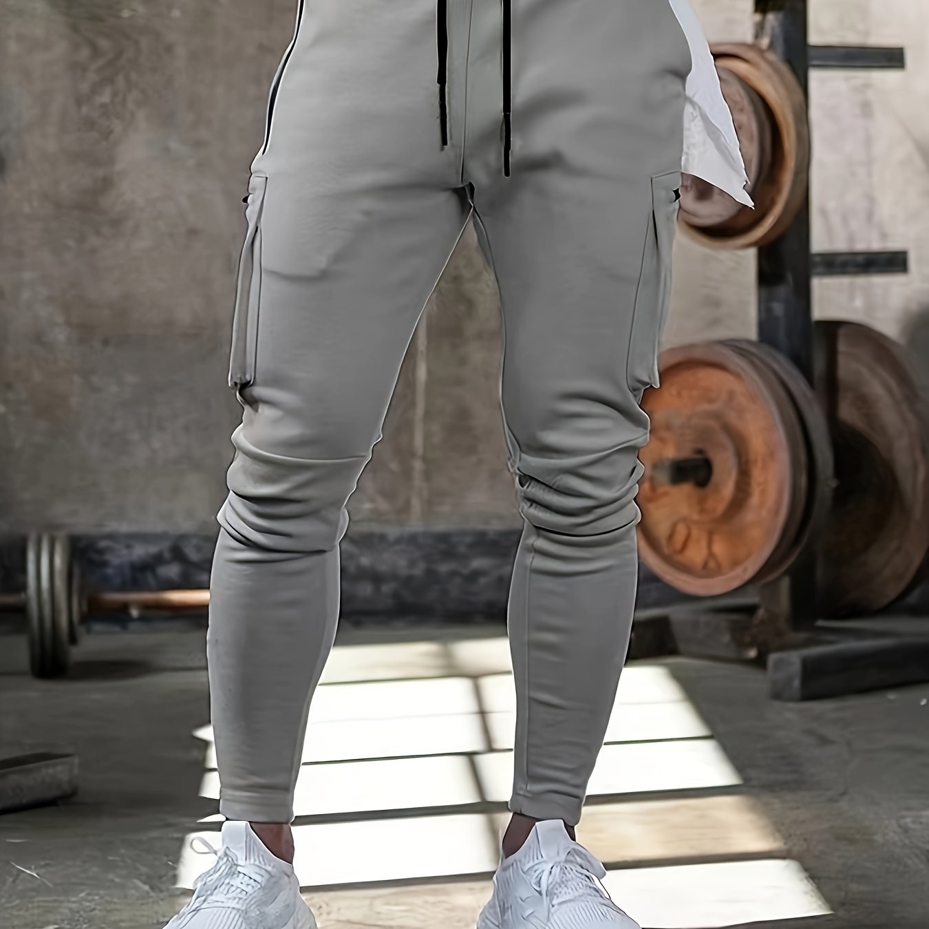Mens Multi-Pocket Drawstring Jogger Pants - Lightweight & Breathable for Casual Running, Jogging - Perfect for Spring & Fall