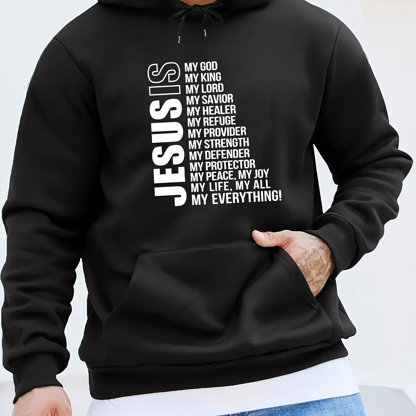 Printed Kangaroo Pocket Hoodie Casual Long-Sleeve Hoodie Pullover Sweatshirt 