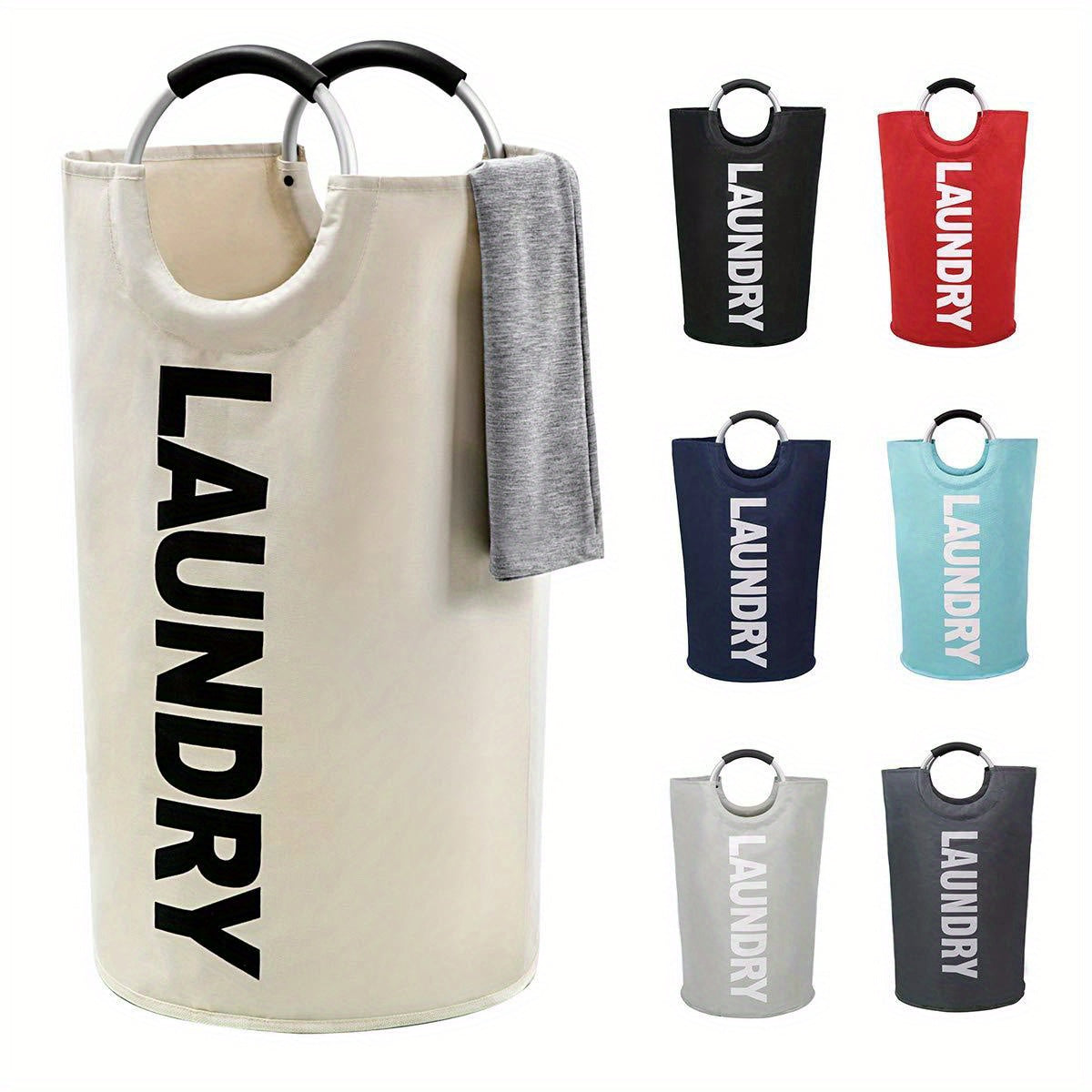 1pc Premium Waterproof Laundry Basket with Comfortable Padded Handles - Collapsible & Stable Clothes Hamper for Effortless Storage and Perfect Standing - Ideal for Space-Saving Solutions