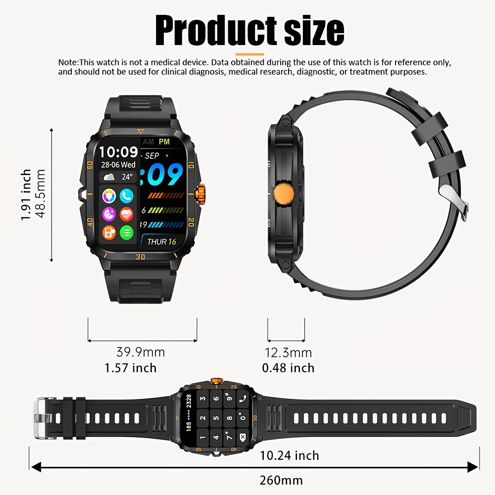 1pc Smart Watch, 1.96" HD Screen Voice Calling 430mHA Large Battery Watch, 100+Sport Mode Smart Bracelet, 3ATM Swimming Waterproof Smart Watch For Android And IPhone, Best Gifts