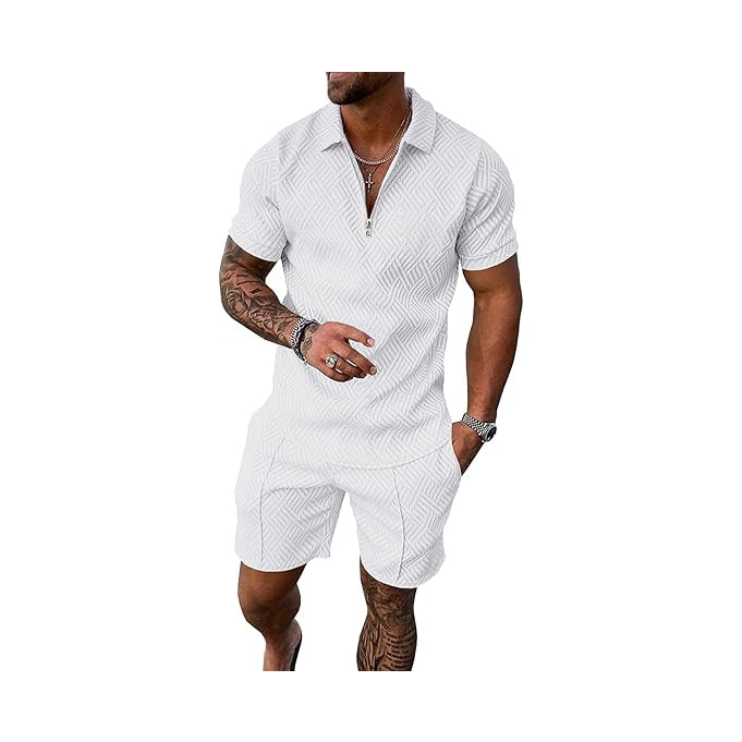 Zipper Shirt Short Sleeve Suit Male 