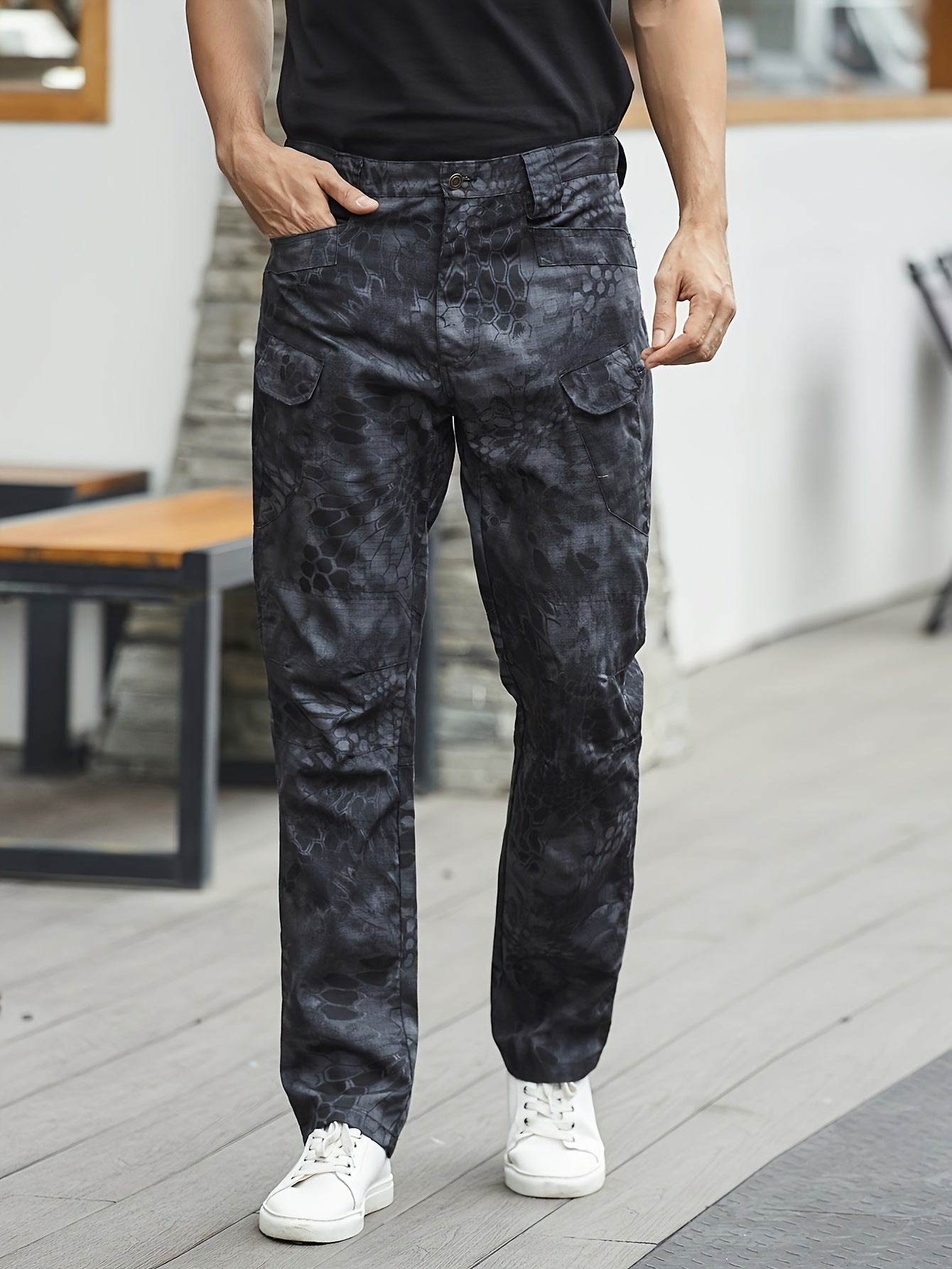 Mens Regular Fit Casual Cargo Pants - Quick-Dry, Breathable, and Comfortable for Hiking and Camping - Polyester, Machine Washable, Solid Color, and Multi-Pocket Design for All-Season Outdoor Activities