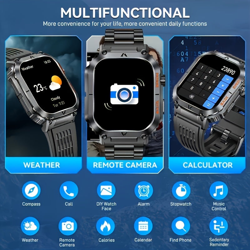2024 New Men's Motion Track Wireless Call AI Voice Assistant IP68 Waterproof Sports Smart Watch For Android IPhone