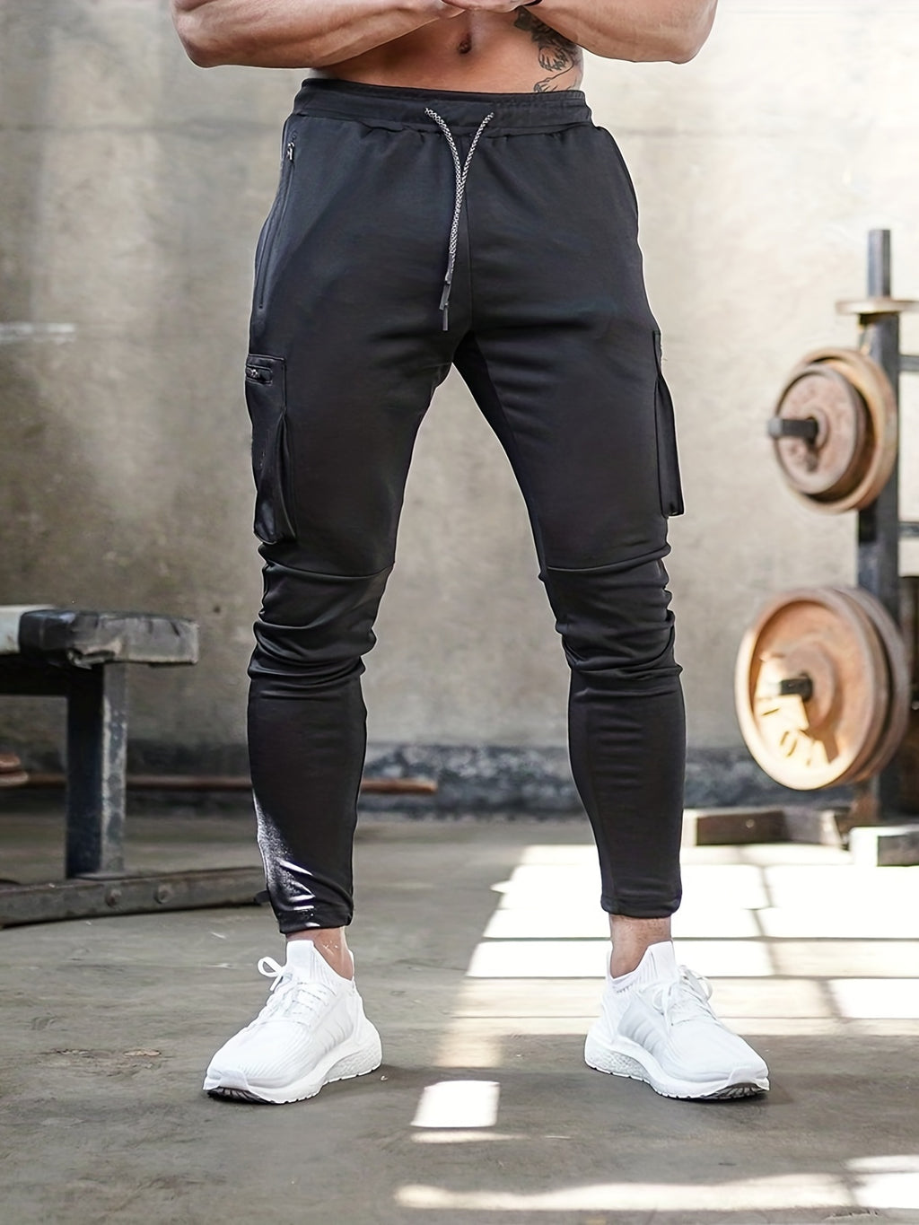 Mens Multi-Pocket Drawstring Jogger Pants - Lightweight & Breathable for Casual Running, Jogging - Perfect for Spring & Fall