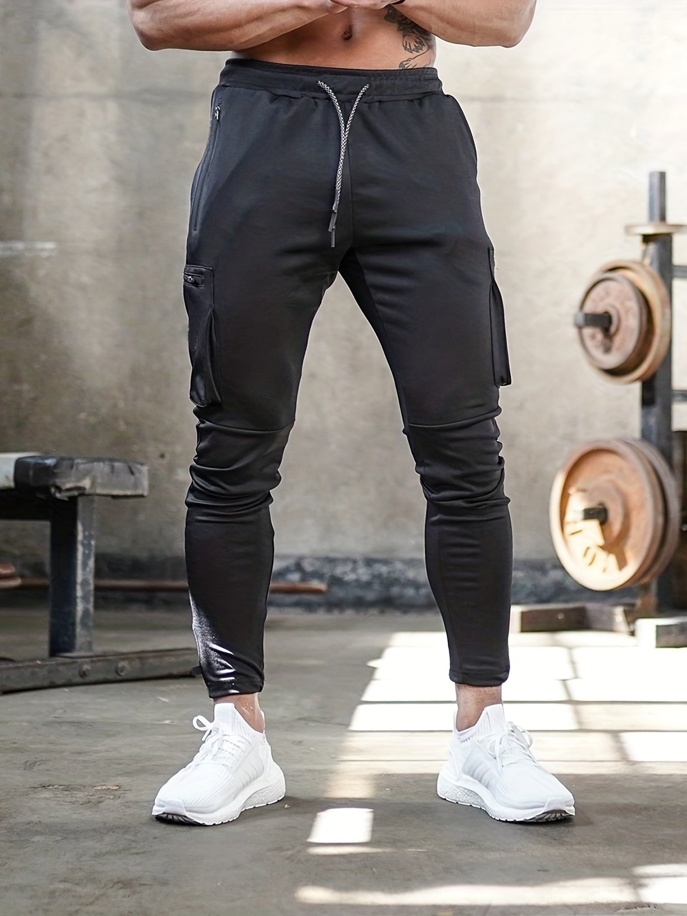 Mens Multi-Pocket Drawstring Jogger Pants - Lightweight & Breathable for Casual Running, Jogging - Perfect for Spring & Fall