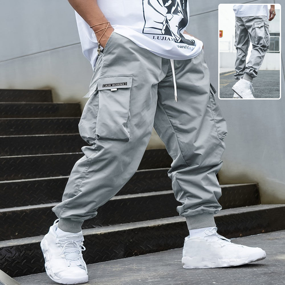 Multi-pocket Cargo Pants Men's Casual Hip-Hop Drawstring Trousers Outdoor Streetwear Sports Pant 