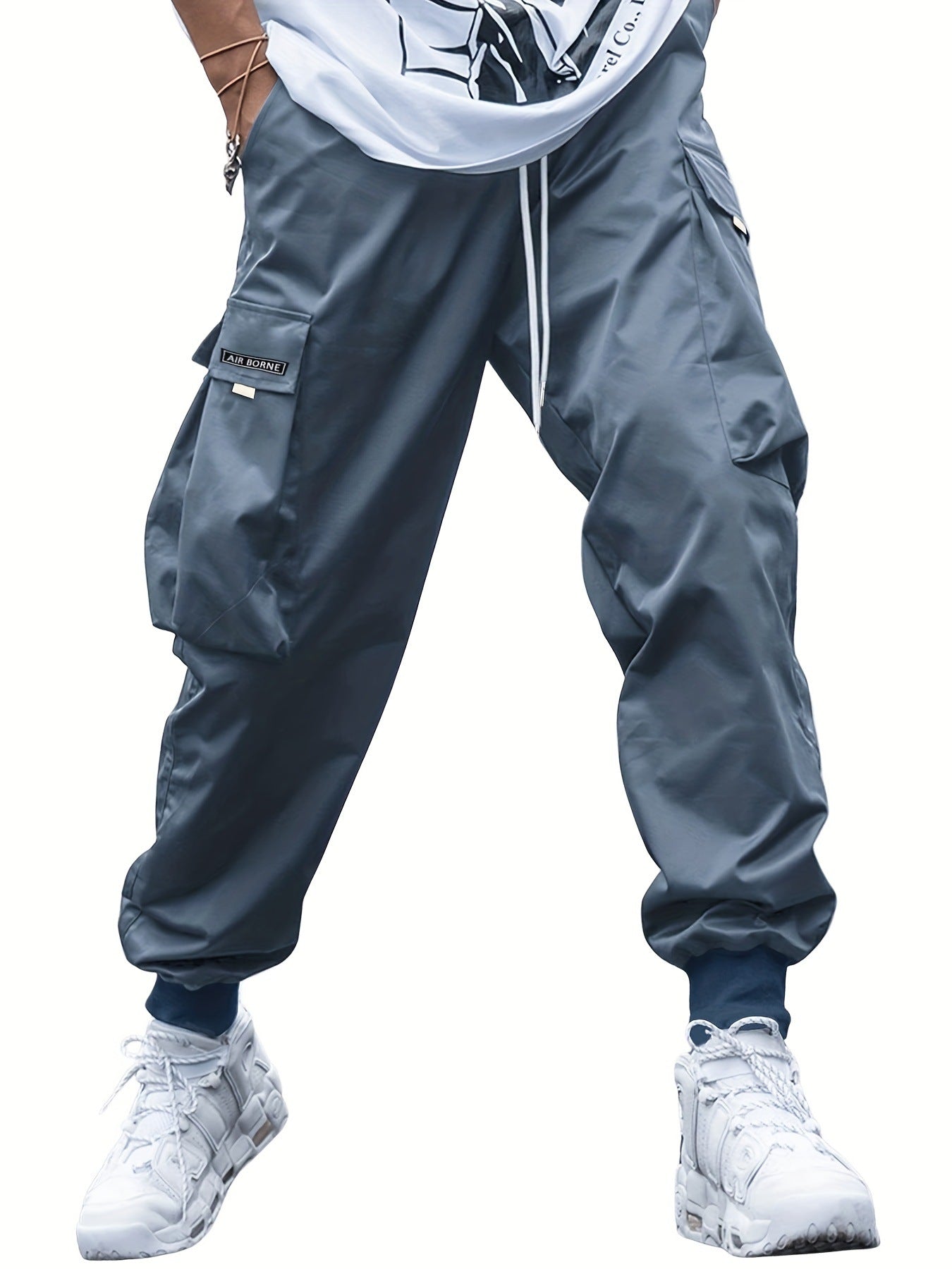 Multi-pocket Cargo Pants Men's Casual Hip-Hop Drawstring Trousers Outdoor Streetwear Sports Pant 